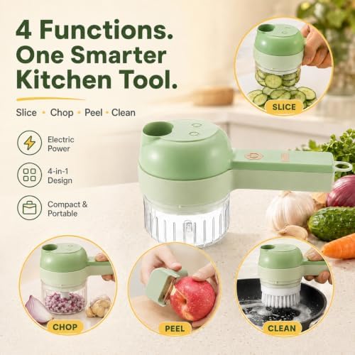 4 in 1 Handheld Electric Food Chopper Multi Blade Vegetable Cutter，1 PCS - Image 2