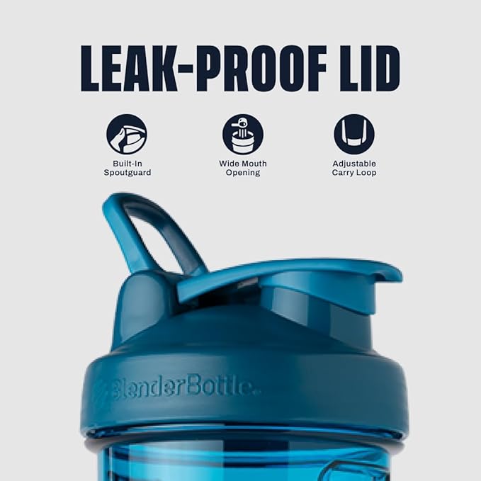 BlenderBottle Shaker Bottle Pro Series Perfect for Protein Shakes and Pre Workout, 24-Ounce, Ocean Blue