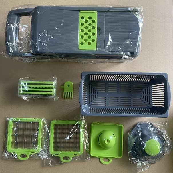 CUTT Vegetable Slicer, Pro Onion Slicer, Cutter, and Vegetable Chopper with Container and Vegetable Brush for Kitchen - (13pc) 12 in 1 Multifunctional Mandoline Slicer with 8 Interchangeable Blades - Image 3
