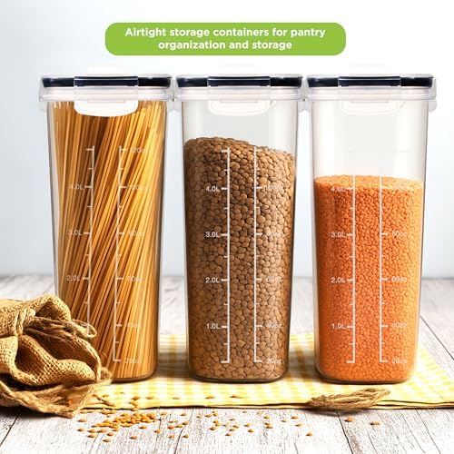 Cereal Containers Storage Set with Lids, 4 Pack, 4L (135 Oz)