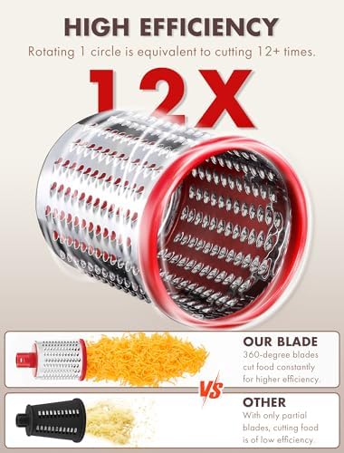GDL Cheese Grater Hand Crank, Rotary Cheese shredder, Vegetable Slicer - Image 4