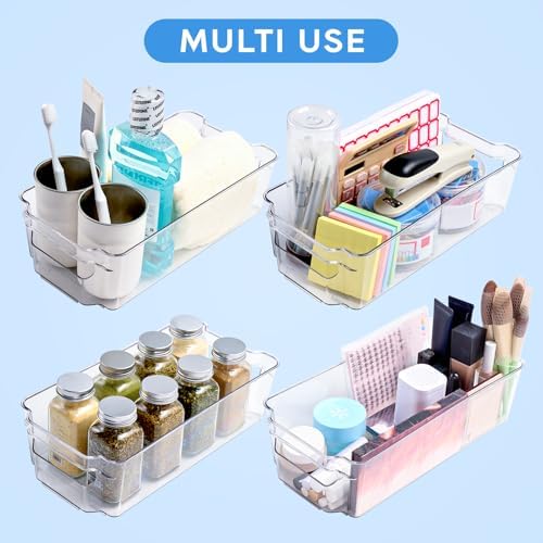 Clear Plastic Storage Bins, 8 Pack