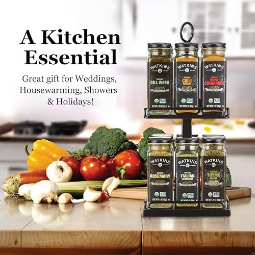 Countertop Two Tier Rotating Spice Rack, Includes 16 Organic Spices (16608)