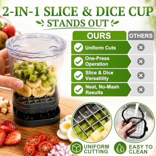 Hendiy 2-in-1 Fruit Slicer Cup, Stainless Steel - Image 5