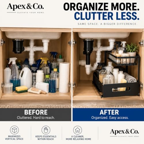 Apex & Co. 2-Tier Under Sink Organizer with Pull-Out Sliding Drawer, 1 Pack