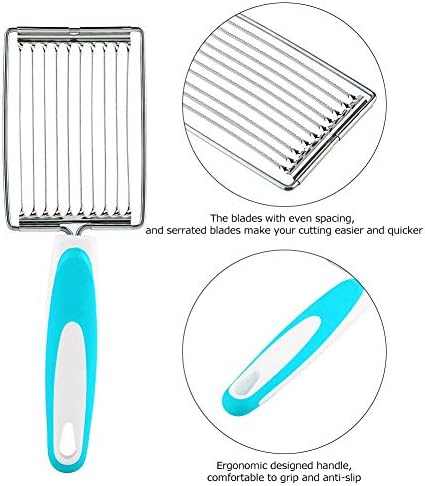 Luncheon Meat Cutter, Cheese & Potato Slicer, Stainless Cutter with Handle for Egg Ham Fruit Tomato, Cutting Evenly Thick, Food Cutting Tool for Kitchen (Blue) - Image 5