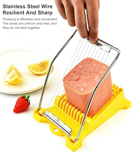 Heavy Duty Luncheon Meat Slicer, Egg Cutter with 10 Precise Slices, Stainless Steel Kitchen Slicing Tool for Egg,Bananas, Avocados,Luncheon (Yellow, 10 slicer) - Image 4