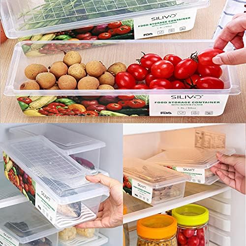 6 Pack Produce Saver Refrigerator Organizer Bins for Fruits and Vegetables- 3 Pack 1.5L + 3 Pack 4.5L