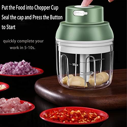 Electric Mini Food Chopper,250ML Portable Garlic Chopper with USB Charging Function, Mini Food Slicer for Onion Vegetables Chili Ginger Meat Nuts Fruits Salad (Green) - Image 5