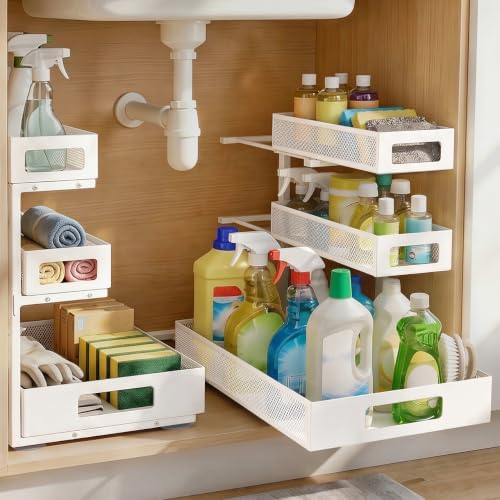 3 Tier Under Sink Organizer for Bathroom, Pull Out Drawers, 2 Pack