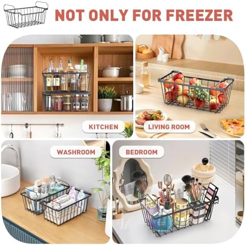 Freezer Organizer Bins for 5-7 Cu.FT Chest Freezer, 4 Pack Black