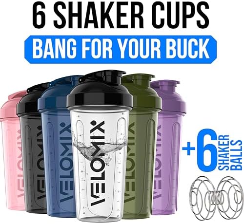 VELOMIX 6 Pack 28oz Protein Shaker Bottle, Dynamic Fuel Series - Image 2