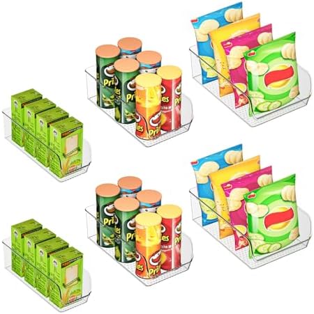 Set of 6 Clear Plastic Storage Bins - The Ultimate Pantry Organizers and Storage Solution for Kitchen, Cabinet, and Refrigerator Organization