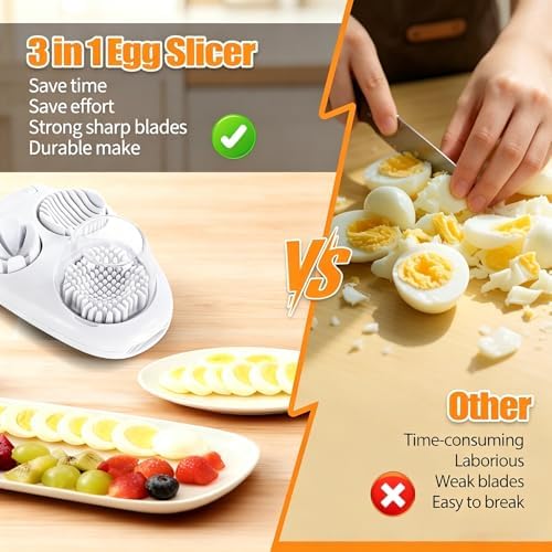 2-Pack 3-in-1 Egg Slicer, Stainless Steel Cutter - Image 3