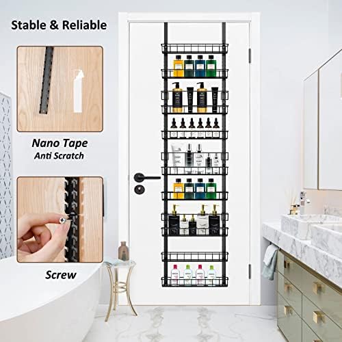 9 Tier Over Door Pantry Organizer, 2-in-1 Adjustable Spice Rack
