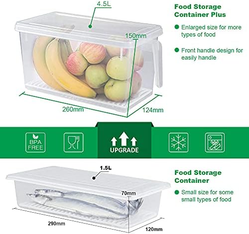6 Pack Produce Saver Refrigerator Organizer Bins for Fruits and Vegetables- 3 Pack 1.5L + 3 Pack 4.5L