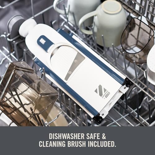 Zakarian by Safe Slice® Mandoline - Features Thickness Adjuster, Stainless Steel Blades, and Foldable, Easy-To-Store Design - Zakarian Blue