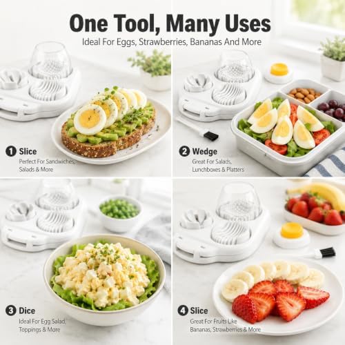 Egg Slicer for Hard Boiled Eggs, 3-in-1 Stainless Steel Egg Cutter - Image 3
