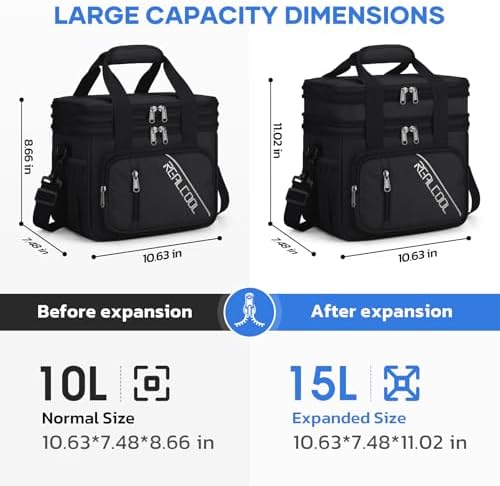 Insulated Lunch Bag, Portable Double Deck Lunch Box for Men Women