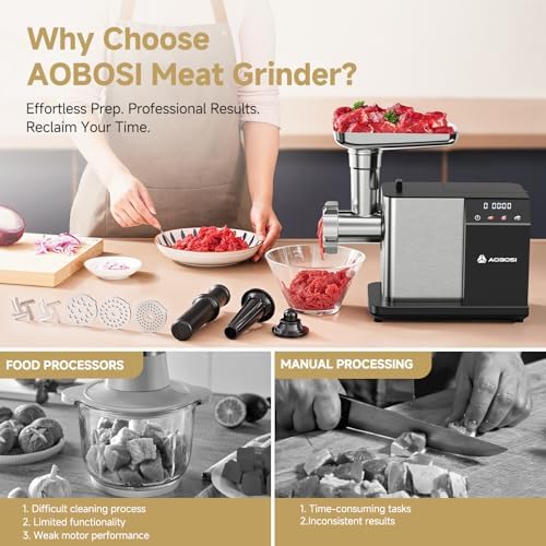 Electric Meat Grinder w/ 3 Speed Touch Screen Control, 3000W Max