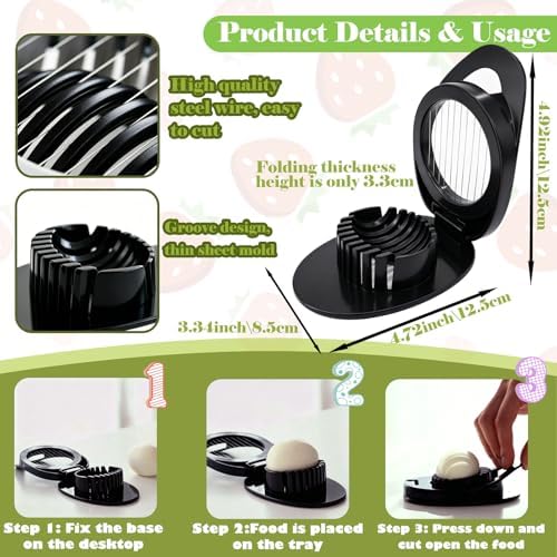 FANTEXY Egg Slicer for Hard Boiled Eggs And Soft Fruit, Black - Image 5
