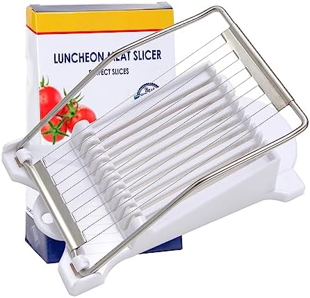 Slicer,Multipurpose Luncheon Meat Slicer,Stainless Steel Wire Egg Slicer,Cuts 10 Slices For fruit,Onions,Soft Food and Ham (White)