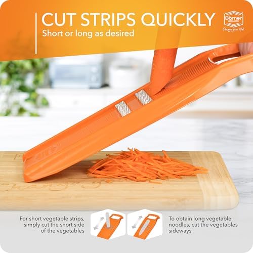 Roko Powerline Vegetable Slicer • Julienne Cutter for Fruit and Vegetables • Julienne Slicer for Fine Strips • Fine Vegetable Grater • Kitchen Slicer (Orange)