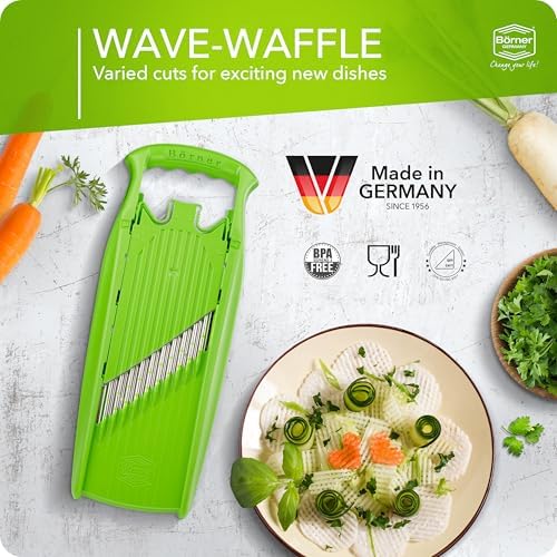 Börner by Reston Lloyd Wave-Waffle Power Line • Crinkle Cut/Spirelli Vegetable Slicer • Slicer for Wave Waffle Cut Style • Multiple Thickness Options • Made in Germany, Lime - Image 3