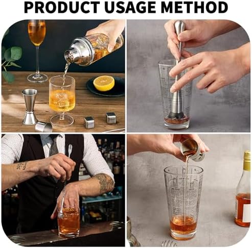 Glass Cocktail Shaker Set Mixing Bar Tools