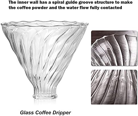 Pour Over Coffee Maker Set - Glass Dripper, Metal Stand, 600ml Heat-Resistant Server, 40 Filters - 4 in 1 for Home or Office (Bronze)