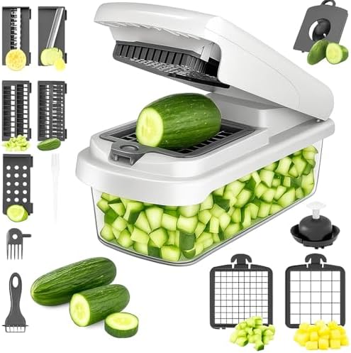 15-in-1 Vegetable Chopper and Mandoline Slicer Set with Container - Multifunctional Vegetable Cutter and Chopper with Dicer Blades, Egg Separator & Spiralizer - Image 3