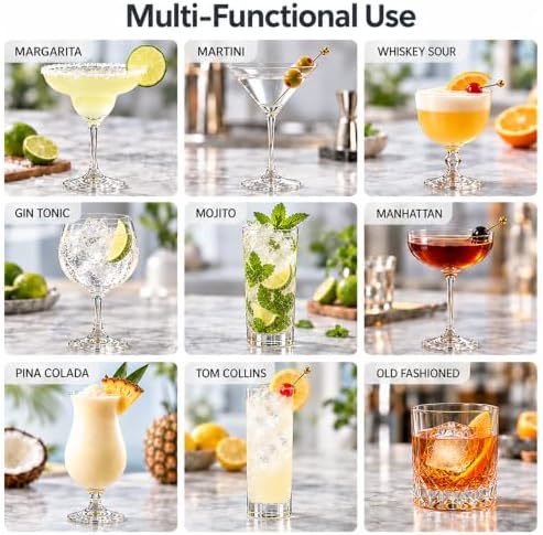 8 Pcs Cocktail Shaker Boston Shaker Set Professional Bartender Kit Bar Stainless Steel Drink Shaker Bartending Martini Tin with 18oz & 28oz Mixed Alcohol Tool for Beginner(Silver)