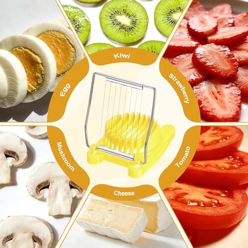 uxcell 3 Pack Egg Slicer for Hard Boiled Eggs, Heavy Duty Stainless Steel Wire Multipurpose Egg Slicer Fruit Cutter Small Portable Eggs Peeler Tool for Strawberry Tomato, Light Green - Image 7