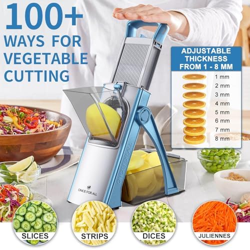 Upgrade Safe Mandoline Slicer Plus, Bigger Size, SkyBlue