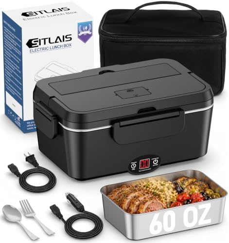1.8L Heated Lunch Box with Timer, Auto Shut-Off Electric Lunch Box