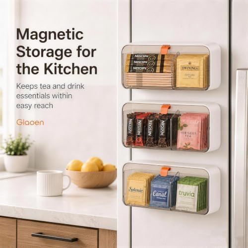 Magnetic Tea Bag Organizer with Lids Tea Organizers for Refrigerator