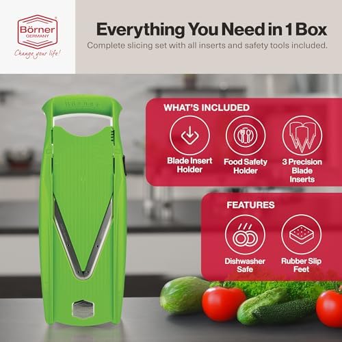 Borner V Power Vegetable Mandoline Slicer, Handheld Food Slicer 10-In-1 Kit