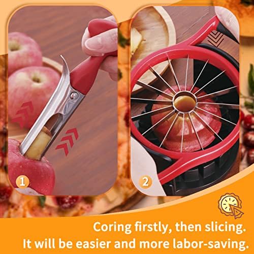 Newness Apple Cutter Slicer, [Upgraded] Cut Apples All The Way Through, [Large Size] 16 Slices HEAVY DUTY Apple and Pear Corer Divider with Base, Stainless Steel Kitchen Tools Fruits Peeler, Wedger…