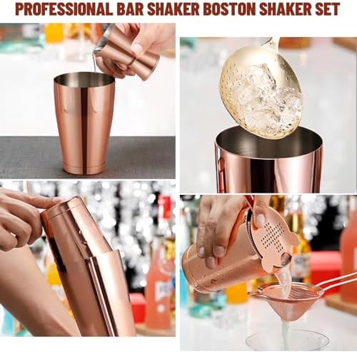 Boston Shaker Cocktail Set Bartender Kit, 12 Pcs Drink Shaker with Strainer Bartending Martini Shaker Tin with 18oz & 28oz Mixed Alcohol Shaker Stainless Steel Bar Tool for Beginner