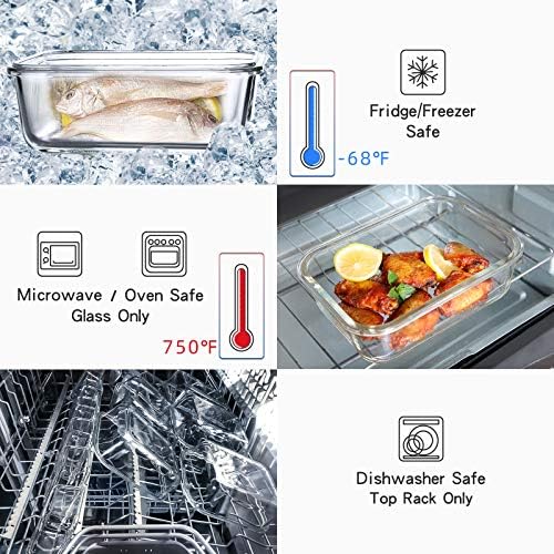 Glass Meal Prep Glass Containers with Lids, Glass Lunch Box, 5-Pack, 34 OZ