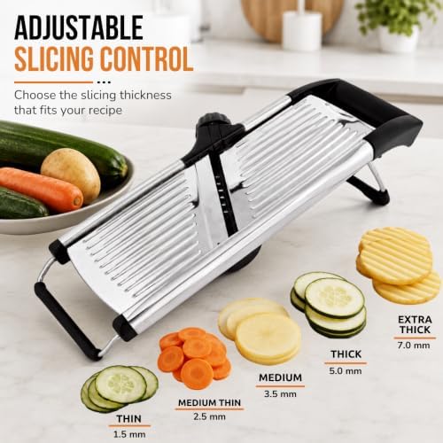 Mandoline Slicer Stainless Steel Adjustable V-Blade, 36 Slice Options