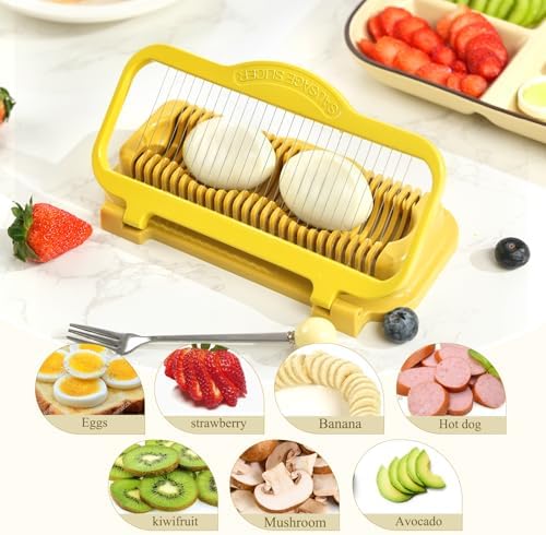 Egg Slicer for Hard Boiled Eggs Banana Slicer, banana Strawberry Mushroom, Aluminium Stainless Steel Wires Heavy Duty Dishwasher Safe