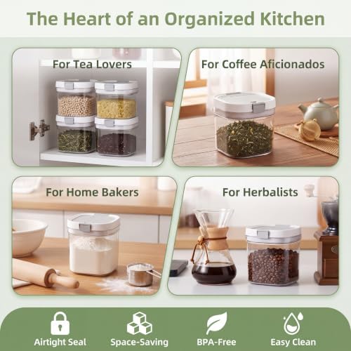 2 Pack Air Tight Loose Leaf Tea Storage Organizer Containers Set