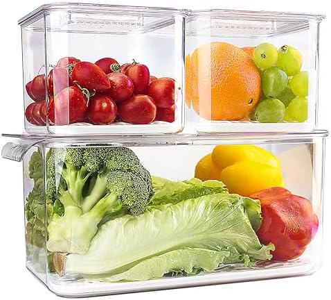 3 Pack Fridge Fruit Storage Containers, Lettuce Keeper Produce Saver
