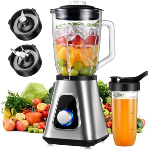 GDOR Smoothie Blender for Kitchen, 1200W Glass Blender with To-Go Cup Combo by GDOR