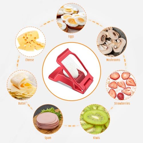 Multipurpose Heavy Duty Aluminium Egg Slicer, Stainless Steel Wire, Red - Image 2