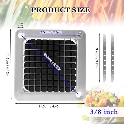 2 PCS Replacement Dicer Chopper 3/8" Blades with Pusher Block