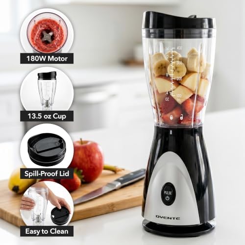 OVENTE Portable Personal Blender, 13.5 Oz, Black BLH1001B - Image 2