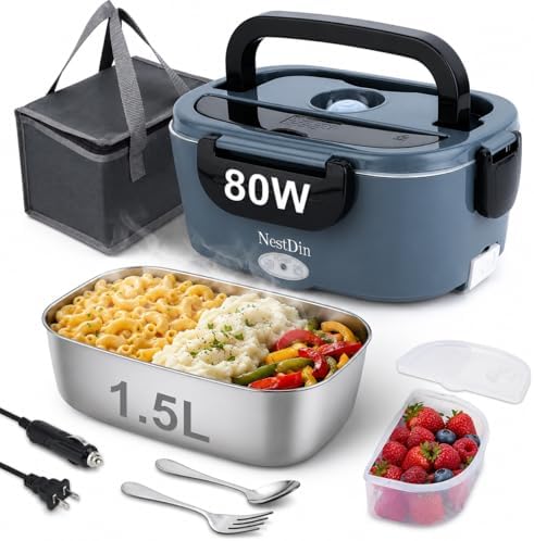 Electric Lunch Box,1.5L Heated Food Warmer, 80W Heating Box