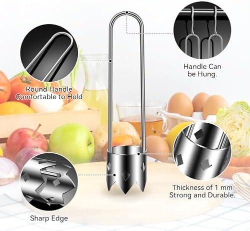 2PCS Red Bell Pepper Seed Corer, Stainless Steel Fruit Core Remover Apple Core Seed Remover Vegetable Corer Tool for Vegetables Fruit Kitchen Utensils (Silver)